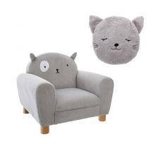 Pack : Fauteuil enfant chat gris avec Coussin rond chat - Atmosphera For Kids Pack : Fauteuil enfant chat gris avec Coussin rond chat - Atmosphera For Kids