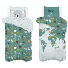 Parure de lit enfant Carte Monde 140x200 - Atmosphera For Kids Parure de lit enfant Carte Monde 140x200 - Atmosphera For Kids