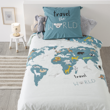 Parure de lit enfant Carte Monde 140x200 - Atmosphera For Kids Parure de lit enfant Carte Monde 140x200 - Atmosphera For Kids