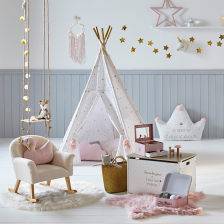 Tipi 5 Pieds enfant Coton blanc et doré H160 - Atmosphera For Kids Tipi 5 Pieds enfant Coton blanc et doré H160 - Atmosphera For Kids