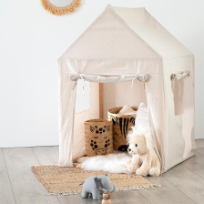 Maison en pin et toile Beige - Atmosphera For Kids Maison en pin et toile Beige - Atmosphera For Kids