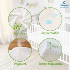 Protège Matelas Bébé Bambou 60x120 Babysom Protège Matelas Bébé Bambou 60x120 Babysom