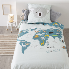 Parure de lit enfant Carte Monde 140x200 - Atmosphera For Kids Parure de lit enfant Carte Monde 140x200 - Atmosphera For Kids