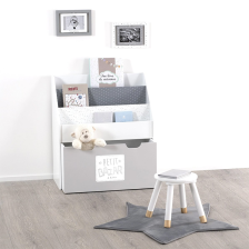 Bibliothèque avec bac sur roulettes Gris - Atmosphera For Kids Bibliothèque avec bac sur roulettes Gris - Atmosphera For Kids