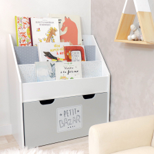 Bibliothèque avec bac sur roulettes Gris - Atmosphera For Kids Bibliothèque avec bac sur roulettes Gris - Atmosphera For Kids