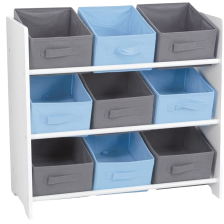 Meuble de rangement 9 paniers Bleu et Gris - Atmosphera For Kids Meuble de rangement 9 paniers Bleu et Gris - Atmosphera For Kids