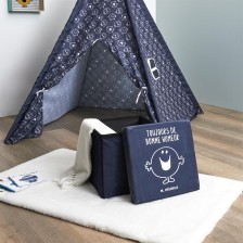 Pouf pliable Monsieur Heureux Bleu - Home Deco Kids Pouf pliable Monsieur Heureux Bleu - Home Deco Kids