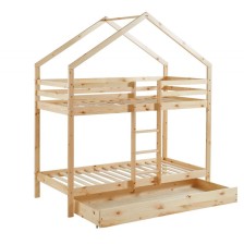 Lit cabane superposé avec tiroir Caravane des Rêves Naturel 90x190 - Laïba Kids Lit cabane superposé avec tiroir Caravane des Rêves Naturel 90x190 - Laïba Kids