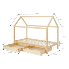 Lit cabane avec tiroirs Petit Paradis Beige 90x190 - Laïba Kids Lit cabane avec tiroirs Petit Paradis Beige 90x190 - Laïba Kids