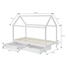 Lit cabane avec tiroirs Petit Paradis Blanc 90x190 - Laïba Kids Lit cabane avec tiroirs Petit Paradis Blanc 90x190 - Laïba Kids