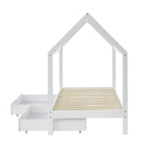 Lit cabane avec tiroirs Petit Paradis Blanc 90x190 - Laïba Kids Lit cabane avec tiroirs Petit Paradis Blanc 90x190 - Laïba Kids