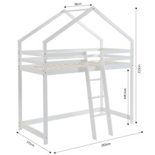 Lit cabane mezzanine Jardin des Petits Dormeurs Blanc 90x190 - Laïba Kids Lit cabane mezzanine Jardin des Petits Dormeurs Blanc 90x190 - Laïba Kids