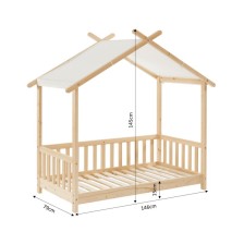 Lit Enfant Tente Des Étoiles Beige 70x140 Sommier Inclus - Laïba Kids Lit Enfant Tente Des Étoiles Beige 70x140 Sommier Inclus - Laïba Kids