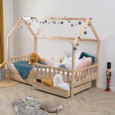 Lit cabane avec 2 tiroirs Cocon Doux Beige 90x190 cm - Laïba Kids Lit cabane avec 2 tiroirs Cocon Doux Beige 90x190 cm - Laïba Kids