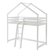Lit cabane mezzanine Jardin des Petits Dormeurs Blanc 90x190 - Laïba Kids Lit cabane mezzanine Jardin des Petits Dormeurs Blanc 90x190 - Laïba Kids