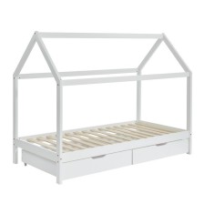 Lit cabane avec tiroirs Petit Paradis Blanc 90x190 - Laïba Kids Lit cabane avec tiroirs Petit Paradis Blanc 90x190 - Laïba Kids