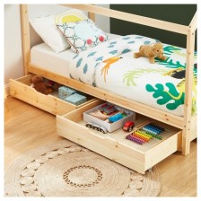 Lit cabane avec tiroirs Petit Paradis Beige 90x190 - Laïba Kids Lit cabane avec tiroirs Petit Paradis Beige 90x190 - Laïba Kids