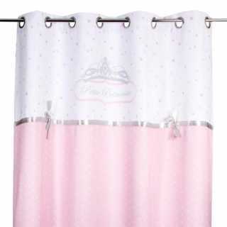 Rideau satiné princesse avec noeud brodé 140 x 260 Rose - Atmosphera For Kids
